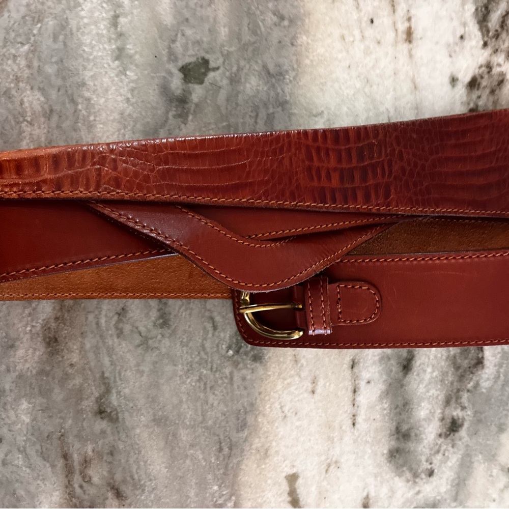 Vintage Leather Saks corset Waist Belt with brass Buckle, medium, made in Italy! - Picture 11 of 11